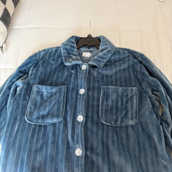 Softies Button Down Embossed Plush Jacket (Denim Blue) - Picture 3 of 7